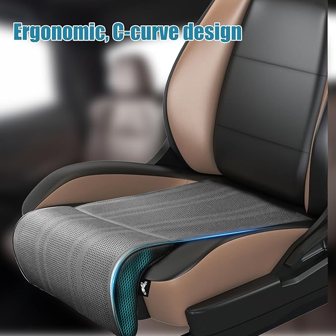 JOJOCY Car Seat Leg Extender Support Cushion, Upgraded Leather & Memory Foam Leg Rest Pad for Drivers, Office Chairs, Buses, Trains, Universal Fit, Breathable, Anti-Slip