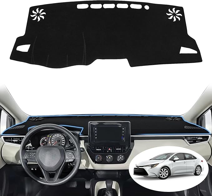 Dashboard Cover Mat for Toyota Corolla 2019-2024 2025 2026 Hatchback Sedan Dash Cover Interior Accessories Sunshade Glare UV Rays Protector Pad Black (Not for Corolla Cross)