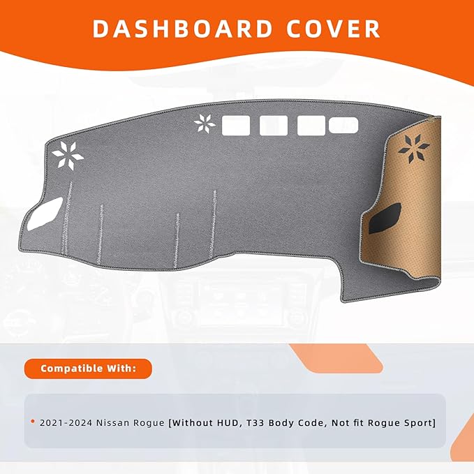 KEYOOG Dashboard Cover Dash Mat Fit for 2024-2019 Do-dge Ram 1500 2500 3500 (Without HUD Models),Car Dash Board Mat Anti-Glare Carpet,Non-Slip Pad Sunshield Protector (Grey)