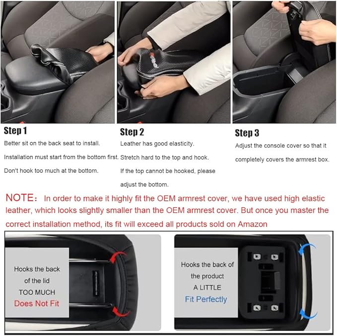 LEXLEY Center Console Pad Armrest Box Cover Waterproof Anti-Scratch Leather Protector Covers For Kia 2016-2020 Sorento-Black Stitches
