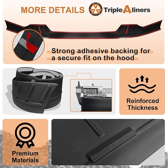 TripleAliners Hood Deflector Protector Compatible with 2020-2025 2026 Chevy Silverado 2500/3500HD Accessories Low Profile Hood Protector TPE Bug Deflector Shield Replacement