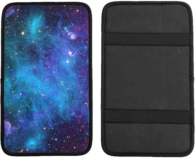 DORKEIXIA Abstract Blue Outer Space Galaxy Star Auto Center Console Armrest Pad Universal Car Center Console Cover Seat Box Cover for Sedan, Van, SUV, Truck Car Accessorie