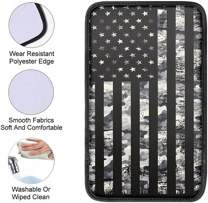 Horeset Camouflage American Flag Auto Armrest Cover Center Console Anti-Scratch Car Armrest Seat Box Pad Accessories Interior Decor Fit Most Vehicle