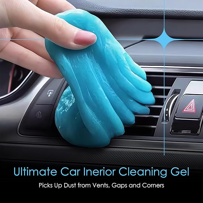 Car Cleaning Gel Detailing Putty | Car Interior Cleaner Slime for Air Vents, Dashboard & Keyboard | Auto Detailing Tool | Drawers, Window Tracks, Calculator & Tight Spaces - Sky Blue