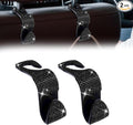 2 Pack Car Seat Headrest Hook, Bling Car Hooks Front Seat, Back Seat Organizer Hanger Storage Hook Car Purse Hook for Bags, Clothes, Coats, Grocery Bags (Black)
