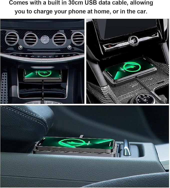 20W Magnetic Wireless Car Charging Pad, Fast Charging Cordless Mat, Customizable Trim Design, Overheat Prevention, for Car Cell Phone