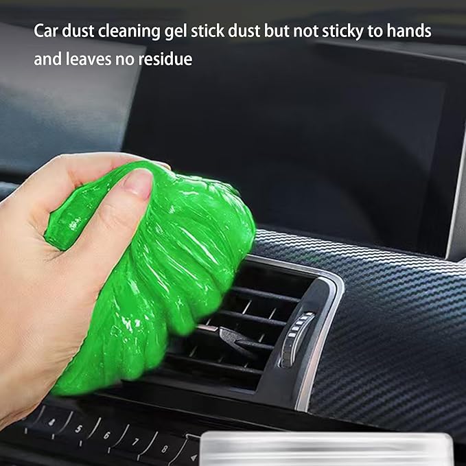 Car Cleaning Gel,2 Pack Green Car Cleaning Putty,Reusable Car Interior Air Vent Dust Cleaner Slime Putty for Printers, Camera, Calculator, Keyboard