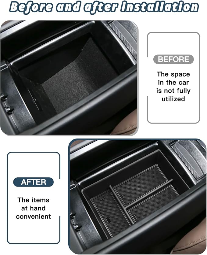 Ruiya Mercedes EQS/EQE Center Console Organizer for Mercedes EQS/EQE Accessories ABS Material Armrest Console Organizer Compatible with (2022-2026) Mercedes EQS 450 & (2023-2026) EQE 350