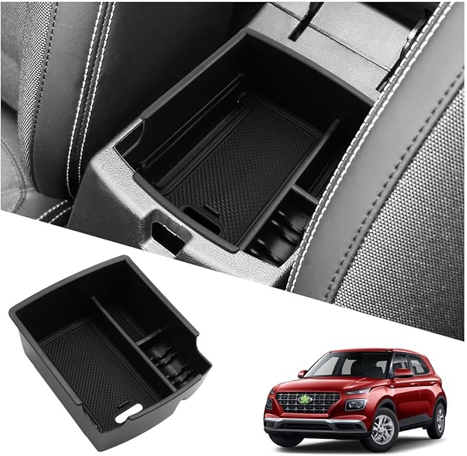 Ruiya 2020-2026 Hyundai Venue Center Console Organizer for 2025 Hyundai Venue Accessories ABS Material Armrest Console Organizer Compatible with 2020 2021 2022 2023 2024 2025 2026 Hyundai Venue