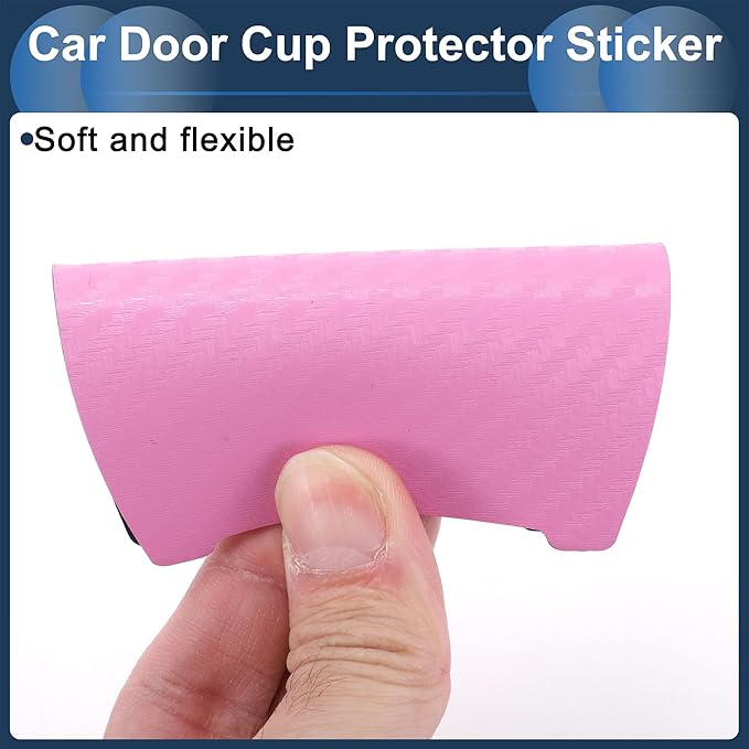 3D Car Door Handle Scratch Protector, 84x94mm Removable Magnetic Car Door Handle Protective Film Pink, 4 Pcs