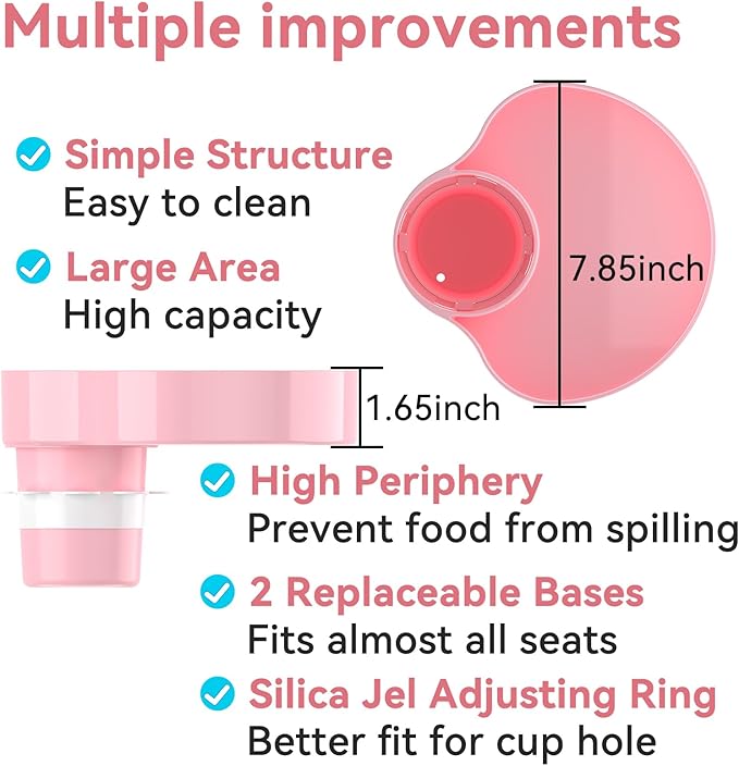 Kids Car Seat Tray, Travel Tray with Cup Holder for Toddler Baby, Kids Car Seat Food Snack Organizer for Road Trip, Stroller snack tray travel must haves - Pink