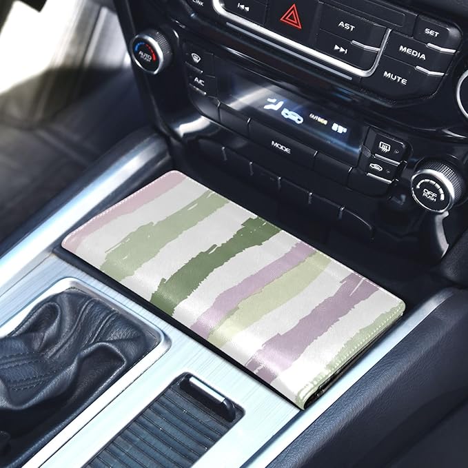 Qilmy Simple Solid Color Stripes Car Registration and Insurance Holder, Premium Pu Leather Vehicle Glove Box Organizer, Prefect Car Essentials Wallet for Driver License, Cards & Essential Documents783