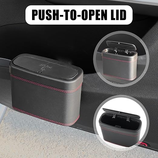 Car Trash Can with Lid,Press-Top Car Trash Bin with 30PCS Cars Trashs Bags,Multi-Function & Small Cars Garbage Can with Suspension Design for Storaging Garbage Fits 4.7 Gal
