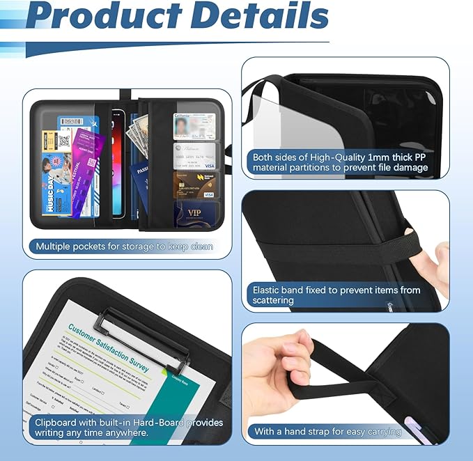 Portable Car Glove Box Document Holder, Owner Manual Case Pouch, Glove Box Organizer for Vehicle Storage Wallet for Registration & Insurance Card, for Car, SUV, Truck – Black