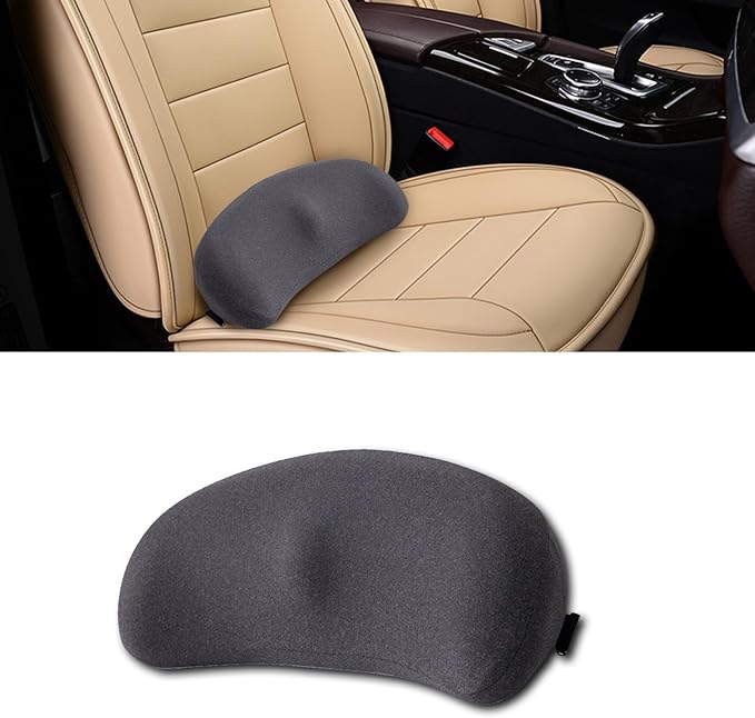Car Seat Cushion, Memory Foam Vehicle Driver Seat Support Pillow for Back Pain Relief, Comfortable Lumbar Pillow for Driving, Office Chair, Wheelchair, Universal for SUV, Truck, RV (Dark Gray)