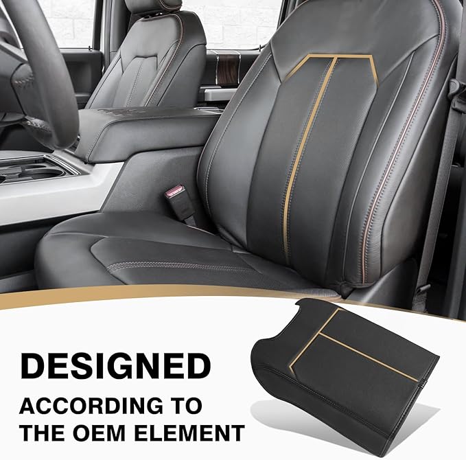 Muslogy Center Console Armrest Cover Compatible with Ford F150 2015-2020&F250 F350 F450 2017-2022&Expedition 2018-2024 Comfort Elbow Pad Arm Rest Cushion Vegan Leather Regular Thick (Bucket Seat ONLY)
