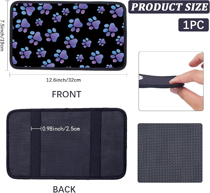 CREATCABIN Dog Paws Car Armrest Pad Auto Center Console Cover Waterproof Auto Armrest Cover Soft Center Console Pad Comfortable Car Accessories Interior for SUV Sedan Truck 12.6×7.5in