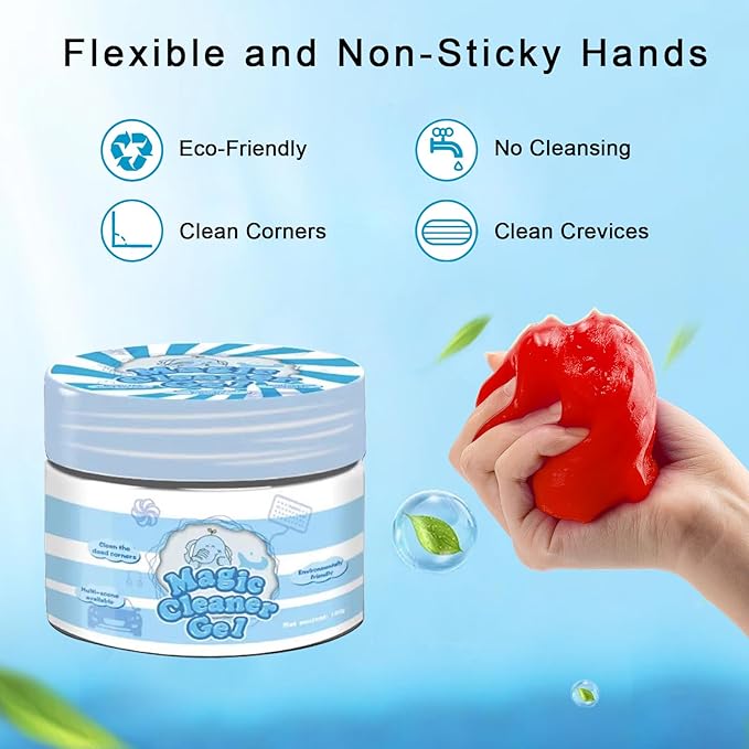 2-in-1 (Car Cleaning Gel for Car Detailing) and (4 Pack of 2.8-inch Car Coasters for Cup Holders) Automotive Dust Cleaning Putty Car Slime for Cleaning Car Interior, PC, Keyboard (Rose Red)