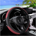 Elastic Car Steering Wheel Cover, 14.5-15 Inch Leather Non Slip Vehicle Steering Wheel Protecter Without Inner Ring, Auto Interior Protection Accessories, Universal Fit (Wine Red)