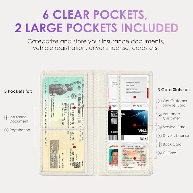 Car Registration and Insurance Holder，Colour Patterns Men Women Car License Document Registration and Insurance Card Holder
