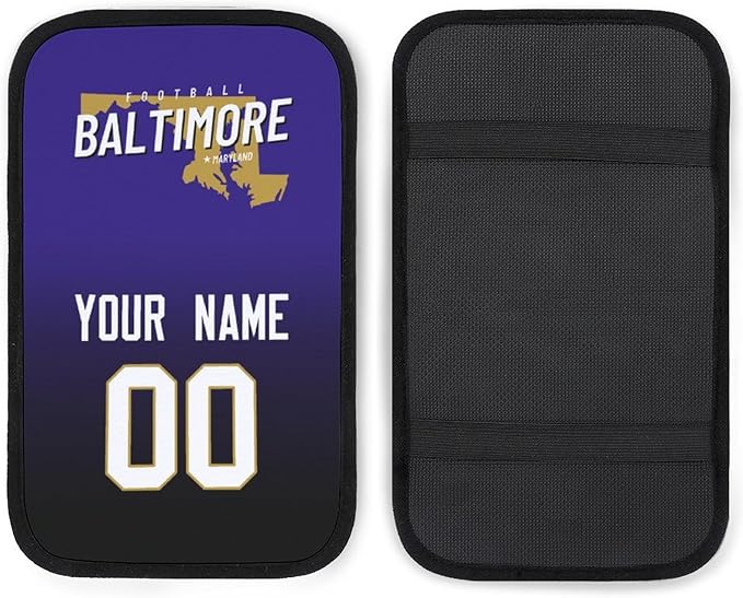 Custom Football Car Armrest Covers Universal Auto Center Console Pad Car handrail Box Cushion Personalized Add Name & Number Fans Gift Fit Suit for SUV Truck Sedan Van