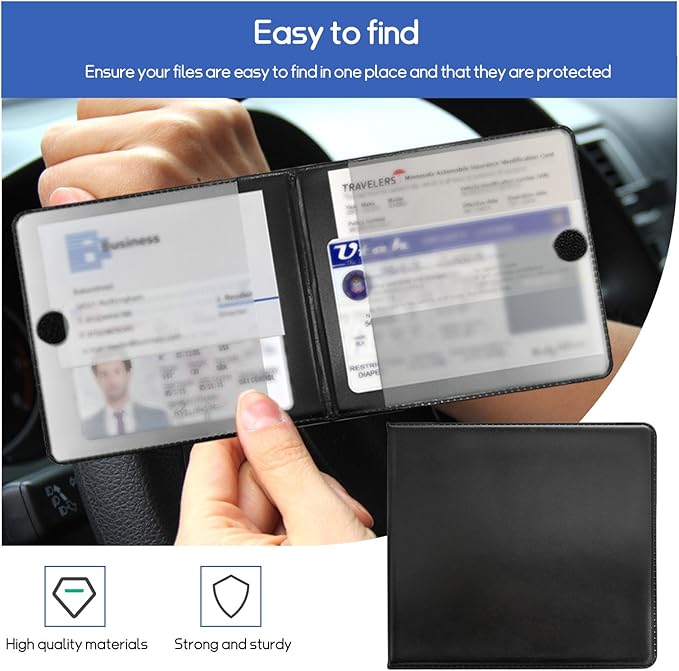 2 PCS Car Registration and Insurance Holder, 10.6''×4.8'' Essential Auto Card Glove Box Organizer with Closure, Vehicle Interior Accessories Perfect for Documents, Cards