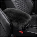 Furry Auto Center Console Cover Pad, 11.8"x7.8" Soft Sheepskin Wool Armrest Cushion, Fluffy Vehicle Armrest Seat Box Protector Warm in Winter, Car Interior Accessories for Women and Men (Black)