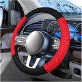 Car Steering Wheel Cover, 15" Breathable Soft Vehicle Steering Wheel Protector with Anti-Slip Lining, Automobile Interior Decoration Accessories, Universal for Sedan Truck SUV (Black/Red)