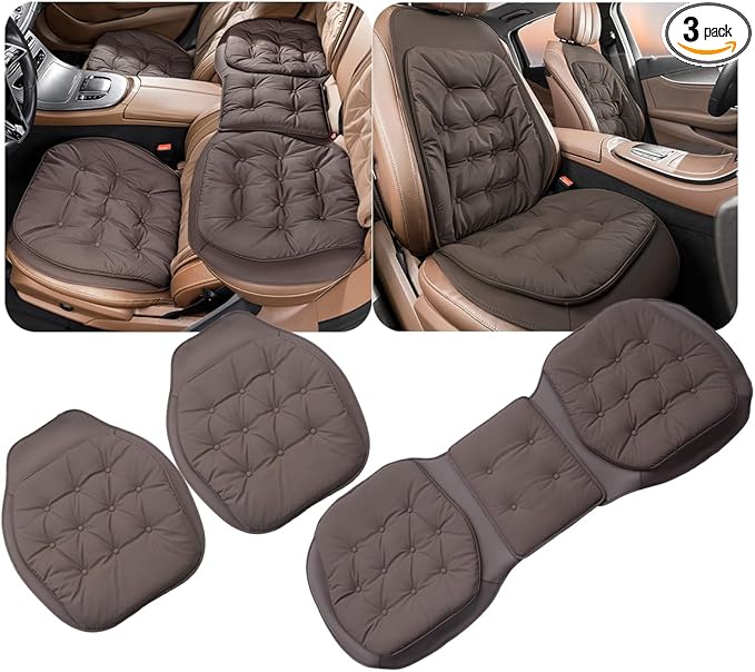 ontto Cooling Car Seat Cushion,Universal Auto Bottom Seat Cushions Cover for Front and Reat Seats,for Sedans SUV Truck Pick UP Home Office Chair Or Wheelchair,Dark Brown(3 PCS)