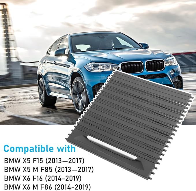 Jaronx Compatible with BMW Console Roller Blind Cover, X5 F15/ X6 F16 Cup Holder Sliding Cover, Center Console Sliding Shutters Compatible with BMW X5 F15 F85(2013-2017) / X6 F16 F86 (2014-2019)