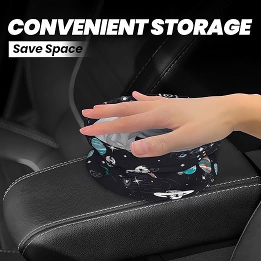Space Galaxy Constellation Car Trash Can Leak Proof Hanging Waterproof Garbage Can Multipurpose Trash Bin for Car SUV Front Seat Headrest Collapsible and Portable Storage Pocket