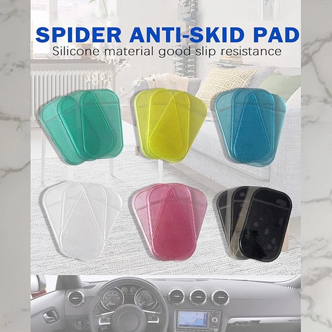 5PCS Extra-Strong Anti-Slip Pad Car Dashboard Sticky Pad Removable Silicone Gel Mat Washable Multi-Purpose PU Gel for Cell Phone Tablet (Yellow)