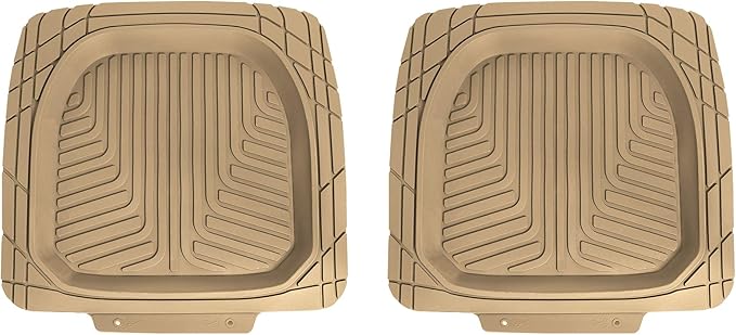 FH Group Universal Fit Heavy Duty Rubber Trimmable Tray Liners Automotive Floor Mats fits Most Cars, SUVs, and Trucks, Full Set Beige