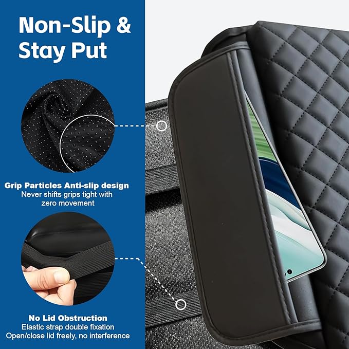 Thickened Armrest Cover Fit forJeep Grand Cherokee & Dodge Durango 2011 2012 2013 2014 2015 2016 2017 2018 2019 2020 Accessories, PU Leather Arm Rest Covers Lid Cushion Pad With Pockets Storage Bag