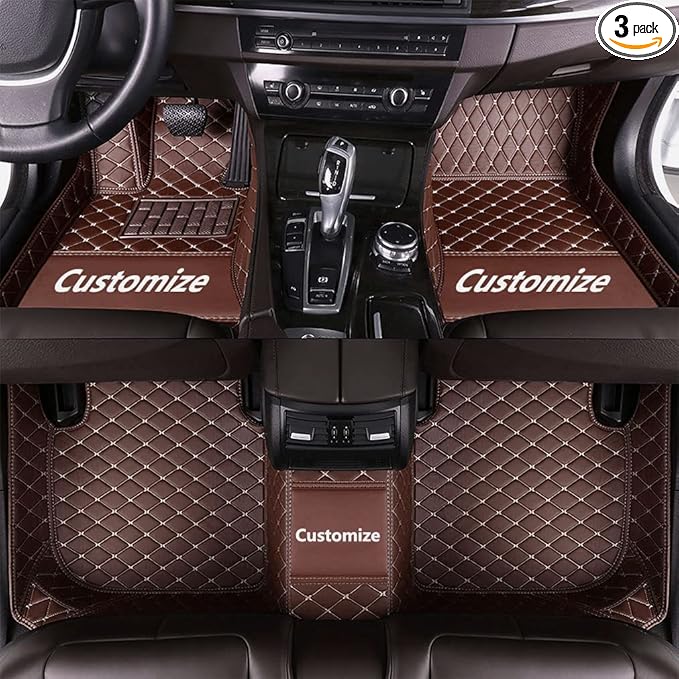 Custom Fit Car Floor Mats - Full Coverage Automotive Leather Floor Liners for Most Vehicles by MingyunSM (Coffee)