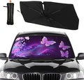 DOPINDU Butterfly Flowers Car Windshield Sun Shade Umbrella Bendable Handle Foldable Funny Sunshade for Car Windshield Block UV Rays Keep Vehicle Cool for Most Sedans SUV Trucks Cars 57"x30"