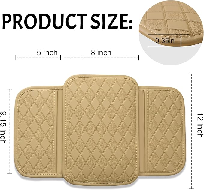 Center Console Cover Universal Armrest Cover with 2 Storage Bags Leather Car Middle Console Cover Arm Rest Cover for Car Interior Accessories Protector for Most Vehicle