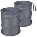 Kincown Car Trash Can, 2 Packs Mini Collapsible Car Trash Bin for Front Back Seat, Pop up Car Garbage Can, Portable Car Trash Bag Hanging for Vehicle SUV Rv Truck Accessories Interior, Grey