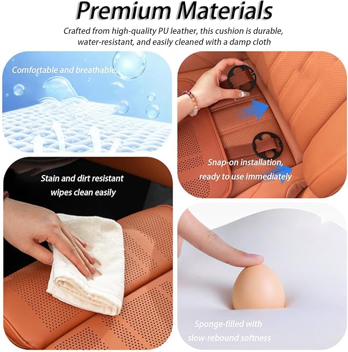 Car Seat Extender Cushion for Honda Pilot 2002-2020 2021 2022 2023 2024 2025 2026, Leather Leg Extender Cushion for Car Seats Office Chairs, Car Seat Extender Pad Leg Support,D Orange