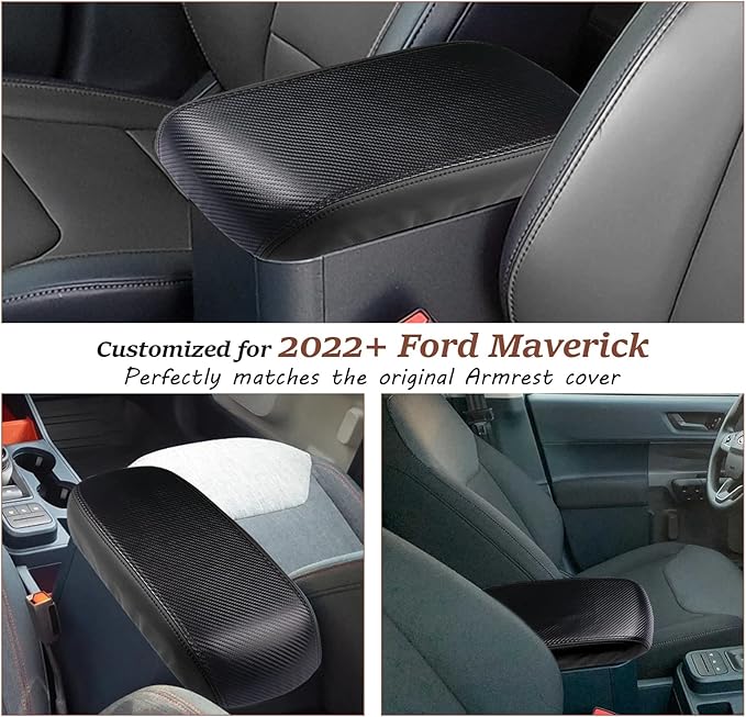 SKTU for 2022 2023 2024 2025 2026 Ford Maverick Center Console Cover 2024 2025 2026 Maverick Armrest Cover Seat Box Cover Maverick 2023 2024 2025 2026 Accessories Console Cover (Black)