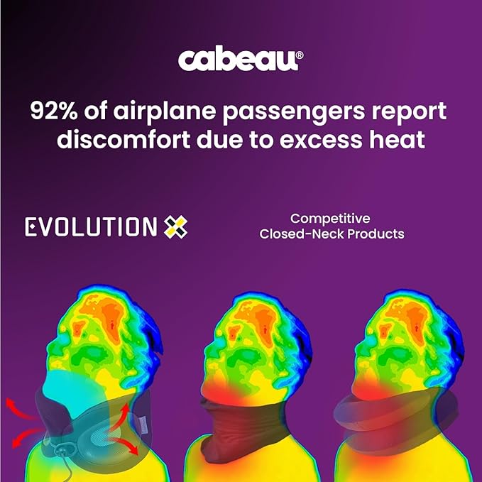 Cabeau Travel Pillow for Long Flights – Evolution X - Memory Foam Neck Support - Comfort On-The-Go for Airplane, Train, and Car (Diamond) with Evolution X Travel Bag - Black