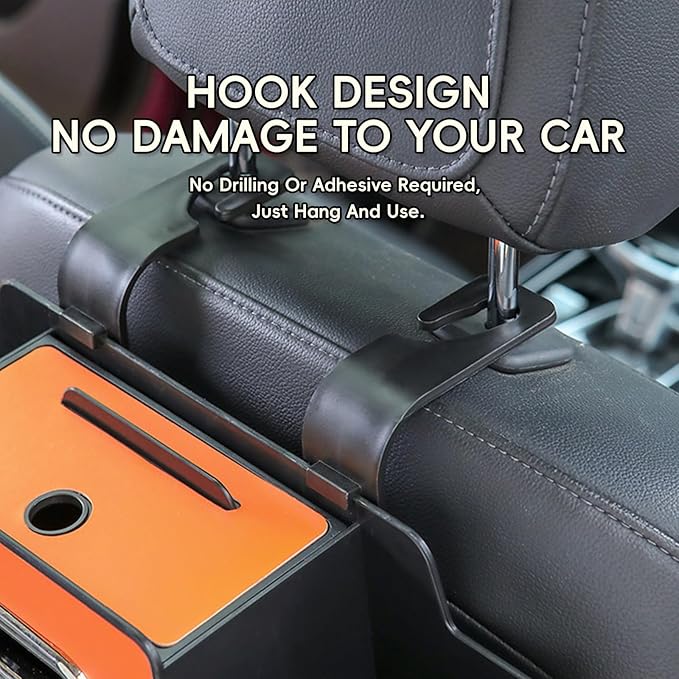 Geshus Backseat Organizers Hanging Storage, Car Seat Back Organizer With Tissue Holder, For Hold Phone,Drinks,Handbag,Compatible With Most Vehicles (Black)