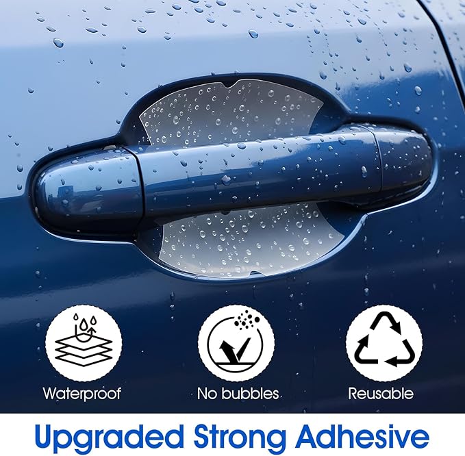 Teaaha 8PCS Car Door Handle Protector Clear Bumper Trim Guard Protectors Cup Sticker, Waterproof Anti-Scratch Door Handle Paint Protection Film, Universal for Most Car