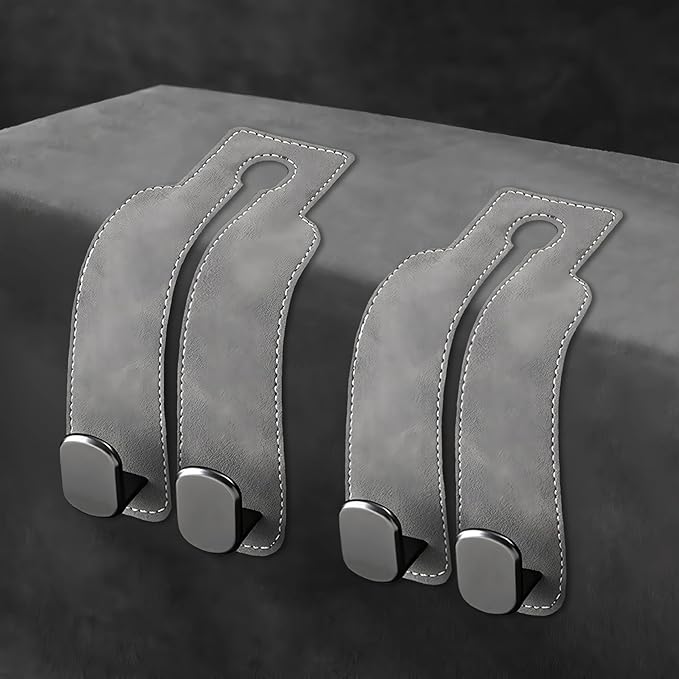 ecocstm Car Seat Headrest Hook, Vehicle Back Seat Headrest Hook, Car Purse Hook Car Seat Hooks for Hanging Grocery Bag, Purse, Car Seat Backrest Organizer, Tote Bag (Gray)