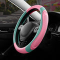 Road Comforts Car Steering Wheel Cover - Microfiber Leather Steering Wheel Wrap Sports 14.5-15 Inch Steering Wheel Cover Non-Slip for Men Women Pink & Green Color
