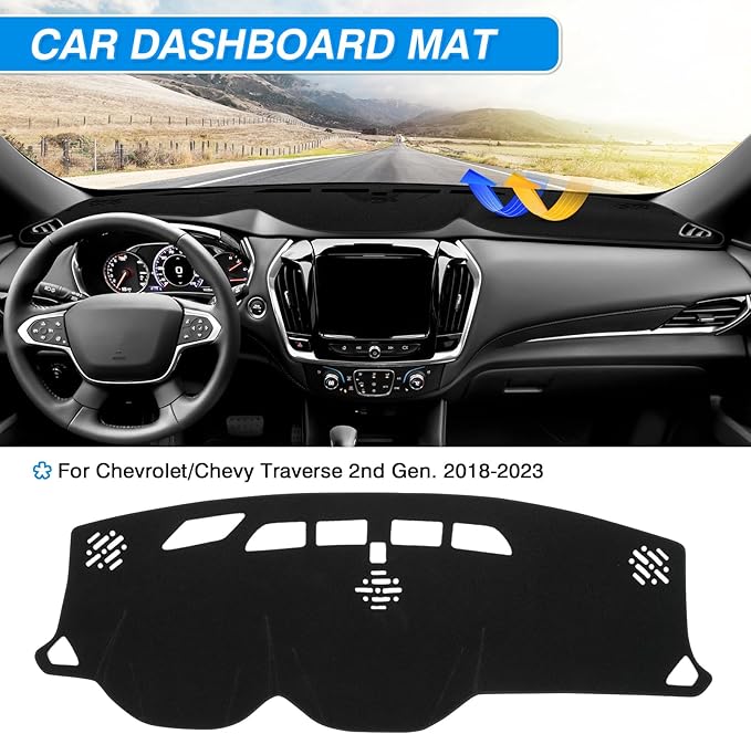 Cartist Dash Cover fits for Chevy Traverse 2018 2019 2020 2021 2022 2023 Dashboard Cover Mat for Traverse Accessories Non-Slip Carpet Sunshield Glare UV Rays Protector