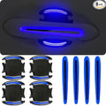 8Pcs Car Door Handle Protector Reflective Sticker,3D Carbon Fiber Universal Door Handle Scratch Protector Cover,Self-Adhesive & Non-Marking,Paint Guard Protective Films (Blue)