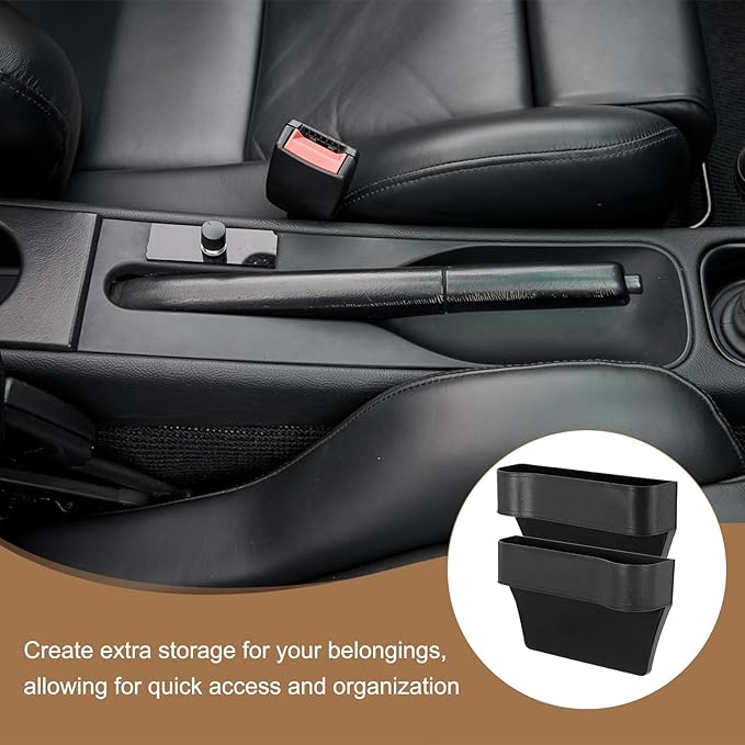 HARFINGTON Car Seat Gap Filler Organizer 10.2 x 6.5 x 2.4 Inch ABS Universal Car Organizer Storage Box Between Seat and Console (Left) with Cup Holders for Phone Sunglasses Keys, Black