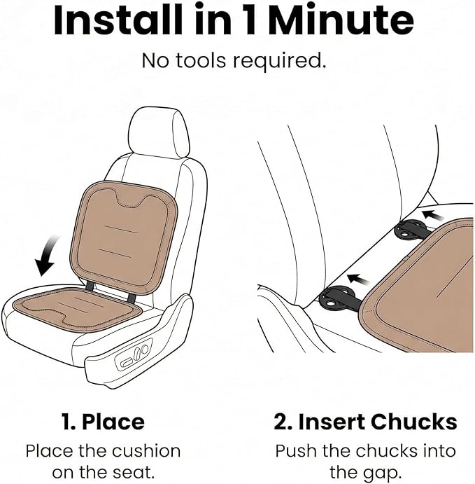 Bzxpk Skin-Friendly & Dirt-Repellent Leather Car Seat Cushion, Non-Slip PU Leather Seat Cover for Car, Office Chair & Travel, Breathable Comfort Cushion (Brown, Backrest)
