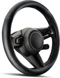 HOTOR Car Steering Wheel Cover - Universal Car Accessory for Diverse Cars, Leather Cover with Anti-Slip Lining, for Steering Wheel with a Diameter of 14.5"-15",Black